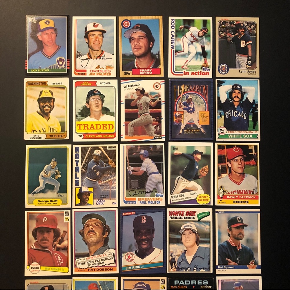 25 - 1970s & 80s Baseball Cards George Brett Mike Schmidt Jim Palmer Carew Rice